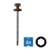 Dakpanplaatschroeven - Verzinkt - 4,8x50mm - Ral 8017 Chocoladebruin - 100 stuks 