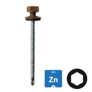 Dakpanplaatschroeven - Verzinkt - 4,8x50mm - Ral 8011 Notenbruin - 100 stuks 