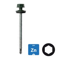 Dakpanplaatschroeven - Verzinkt - 4,8x75mm - Ral 6020 Groen - 100 stuks 