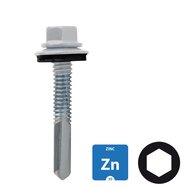 Boorschroeven Boorpunt 5 - verzinkt - 5,5x24mm - neopreenring 16 - 100 stuks