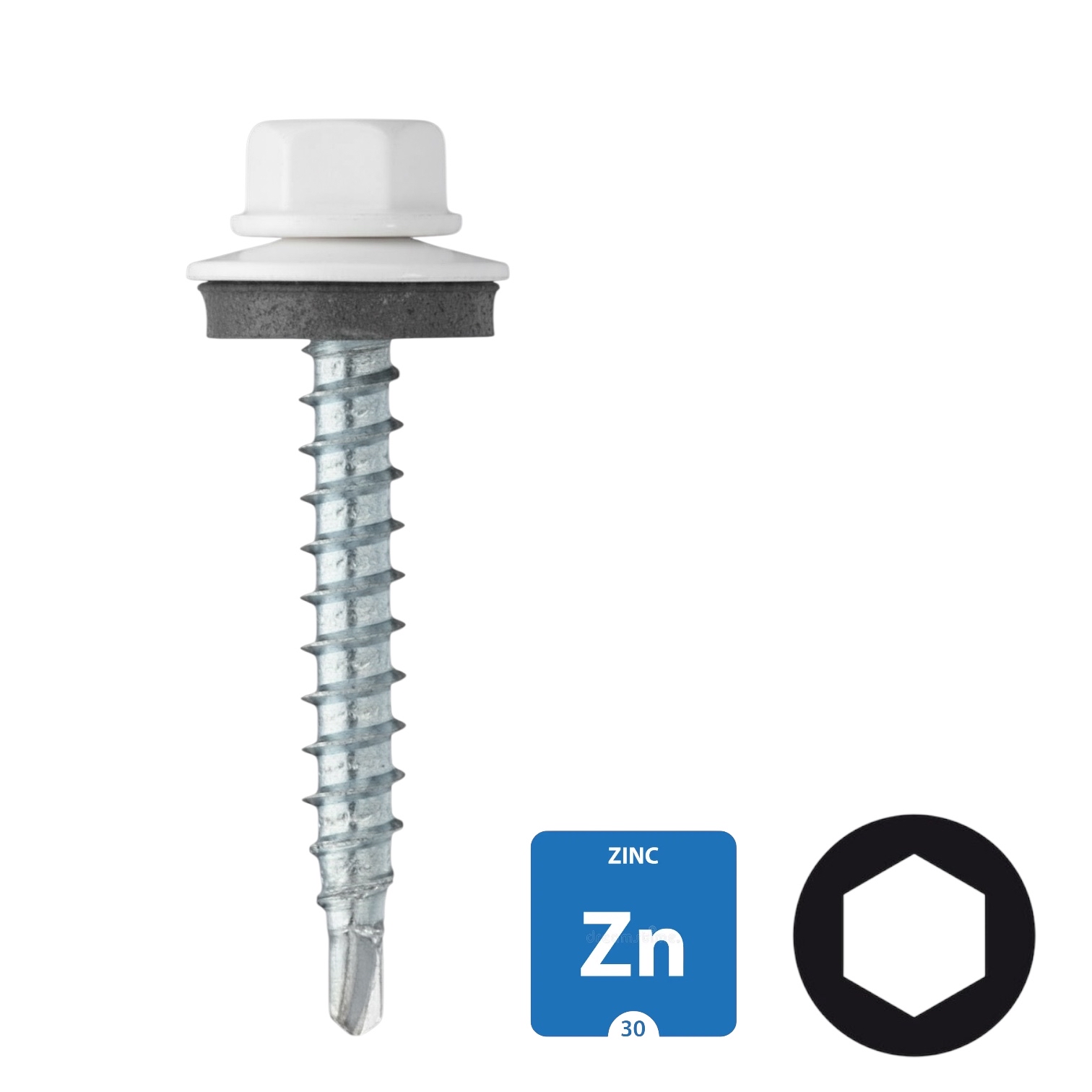Dakpanplaatschroeven - Verzinkt - 4,8x35mm - Ral 9010 Zuiverwit - 100 stuks 