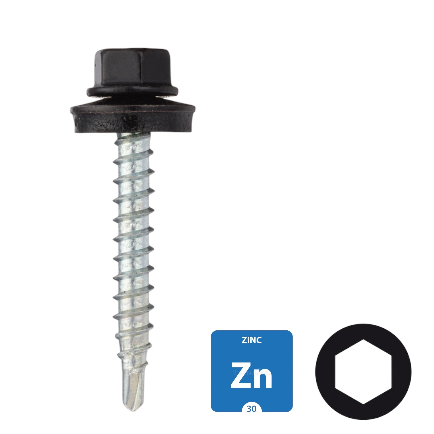 Dakpanplaatschroeven - Verzinkt - 4,8x35mm - Ral 9011 Grafietzwart - 100 stuks 