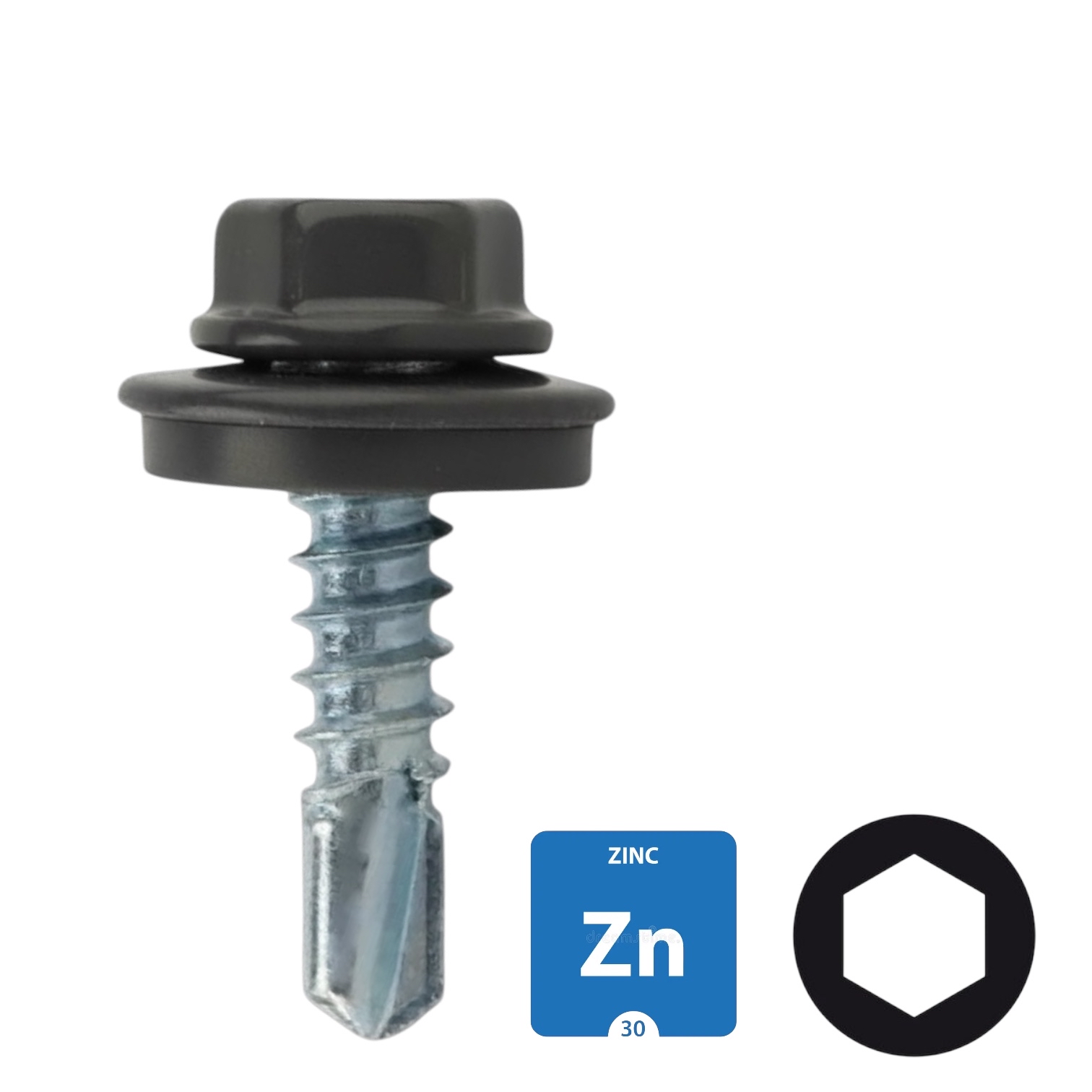 Dakpanplaatschroeven - Verzinkt - 4,8x25mm - Ral 7016 Antraciet - 100 stuks 