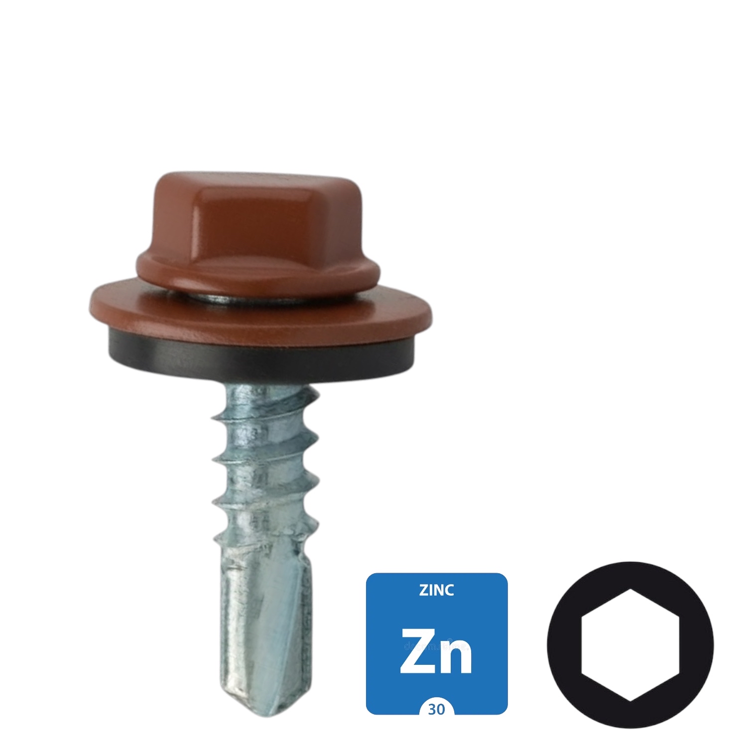 Dakpanplaatschroeven - Verzinkt - 4,8x25mm - Ral 8004 Terracotta - 100 stuks 