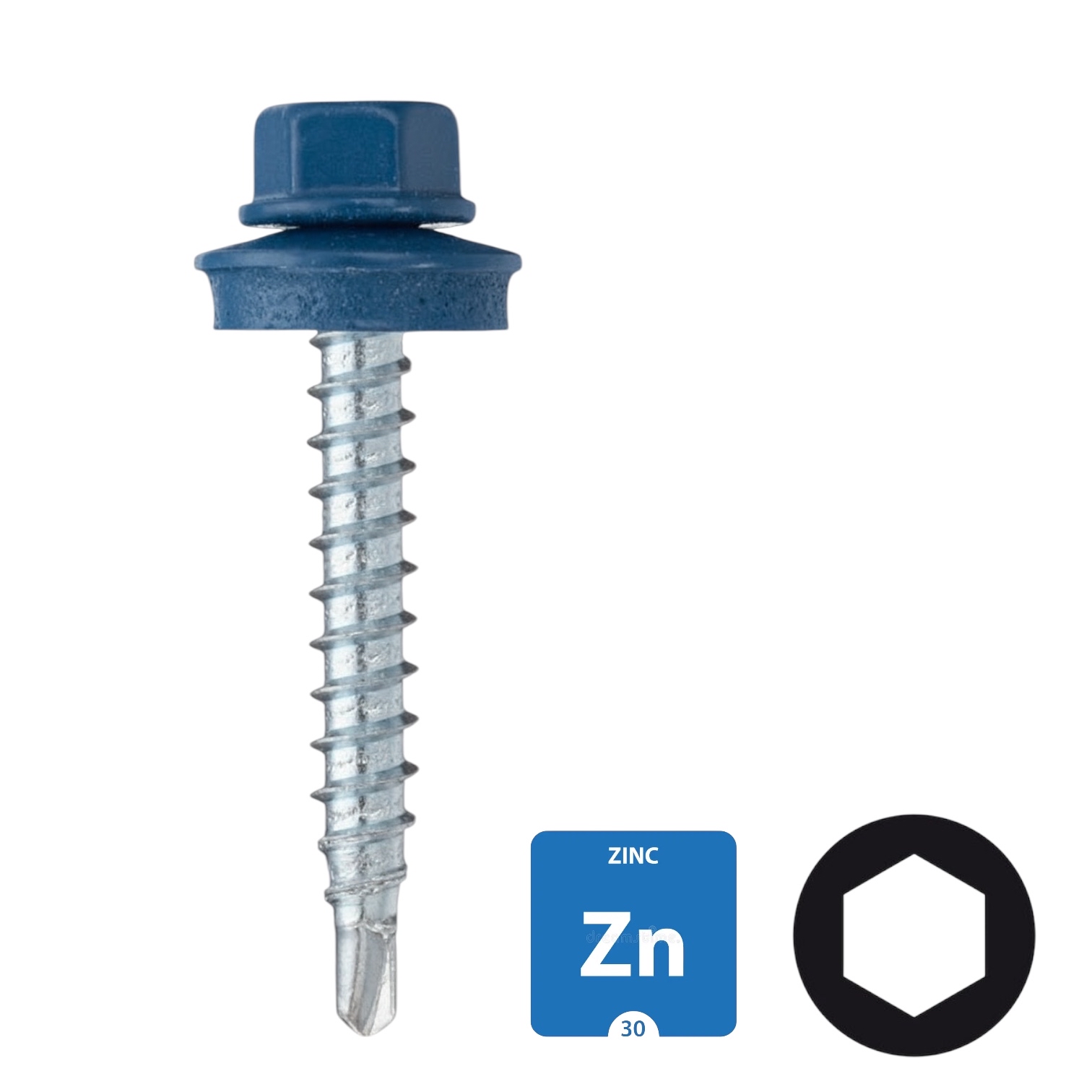 Dakpanplaatschroeven - Verzinkt - 4,8x35mm - Ral 5010 Gentiaanblauw- 100 stuks 