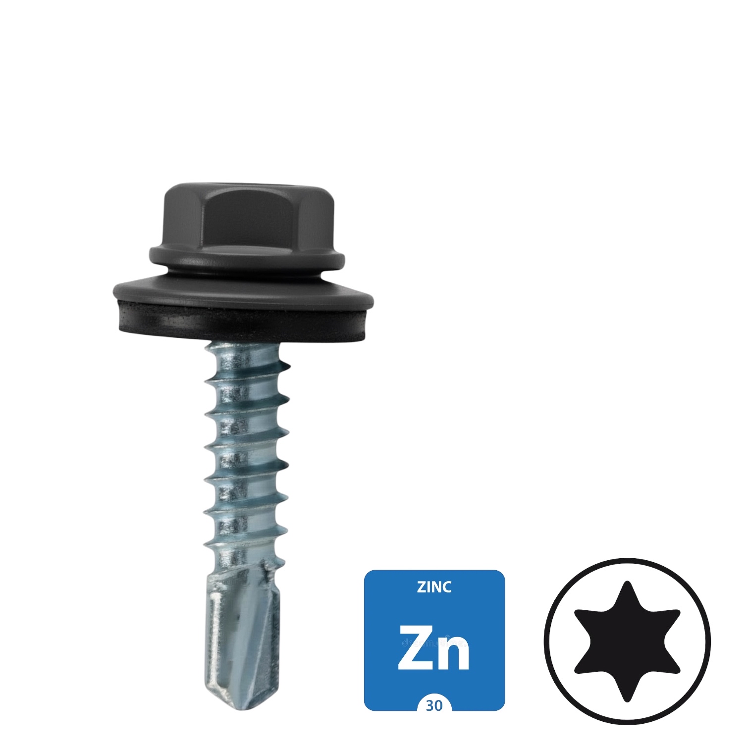 Dakpanplaatschroeven - Verzinkt - 4,8x25mm - Ral 7024 Grafietgrijs - 100 stuks 