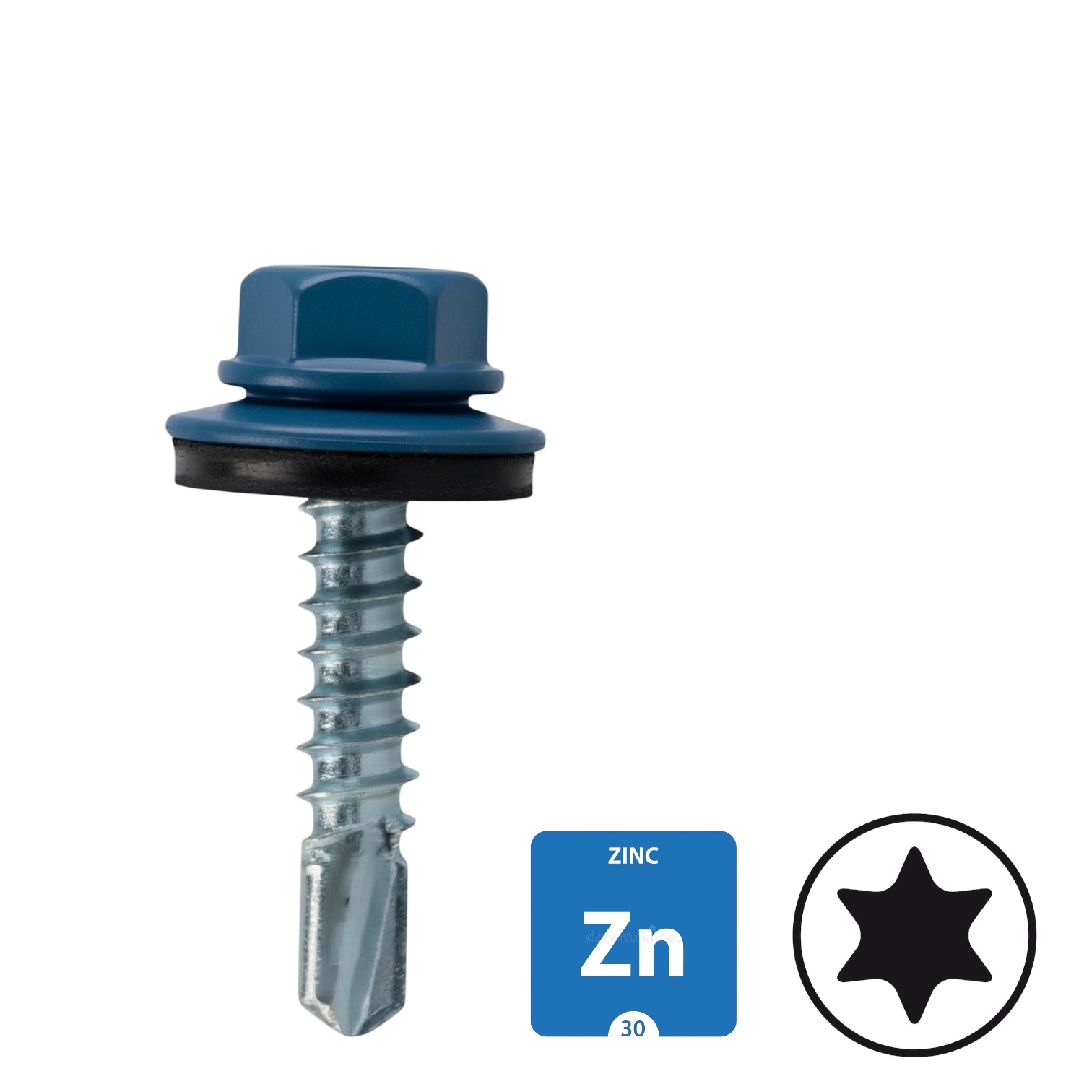 Dakpanplaatschroeven - Verzinkt - 4,8x25mm - Ral 5010 Gentiaanblauw - 100 stuks 