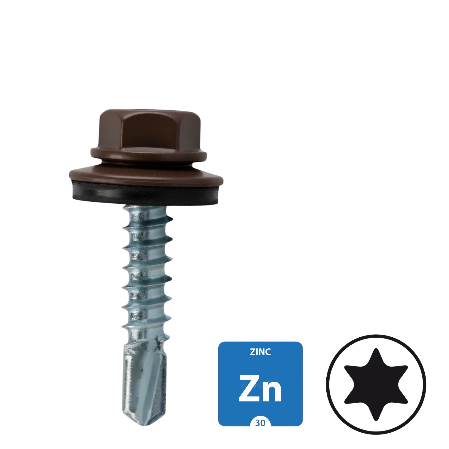 Dakpanplaatschroeven - Verzinkt - 4,8x25mm - Ral 8017 Chocoladebruin - 100 stuks 