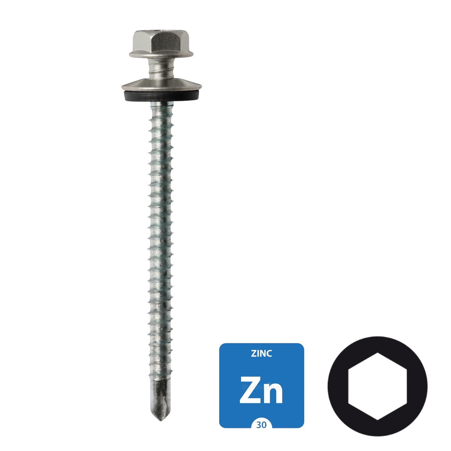 Dakpanplaatschroeven - Verzinkt - 4,8x50mm - Ral 9006 Aluminiumgrijs - 100 stuks 