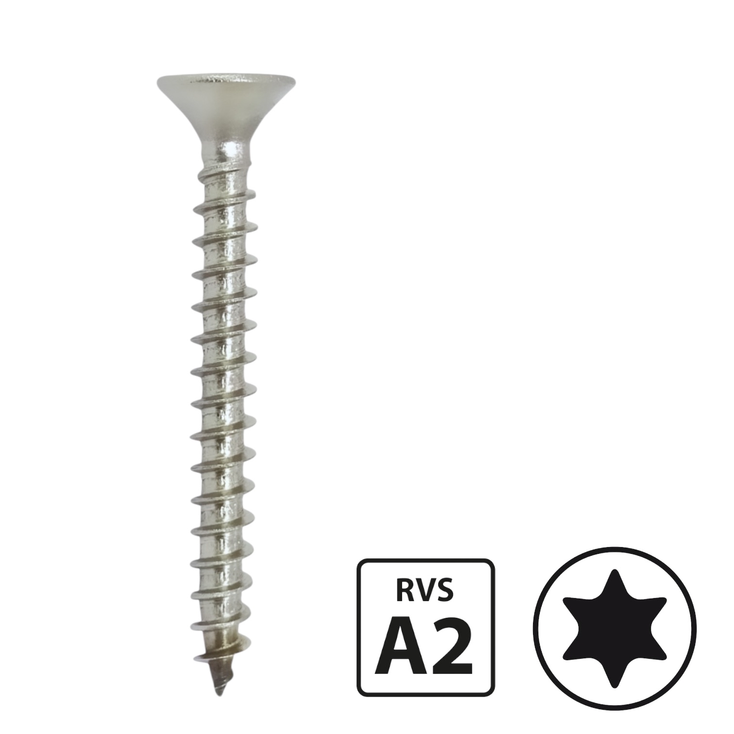 Spaanplaatschroeven - RVS A2 - 3,5x30mm - Torx 10 - Voldraad - 200 stuks