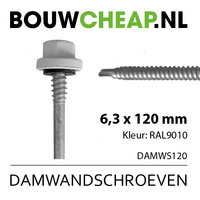 Damwandschroef 6.3x120mm RAL9010