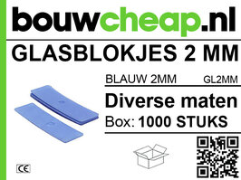 Glasblokjes 2mm  blauw (1000 st.)