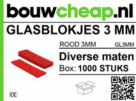 Glasblokjes 3mm rood (1000 st.)