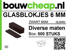 Glasblokjes 6mm zwart (500 st.)