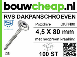 RVS Dakpanschroeven PZ 80mm