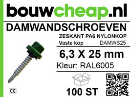 Damwandschroef 6.3x25mm RAL6005