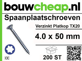 Spaanplaatschroeven TX 4.0x50mm PVK 200st