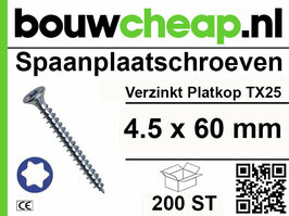 Spaanplaatschroeven TX 4.5x60mm PVK 200st