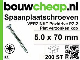 Spaanplaatschroeven PZ 5.0x70mm PVK 200st