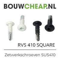 Zetwerk Teksschroeven RVS SUS410 4,2x19mm Ral 9010 WIT Square 2 - 250 stuks