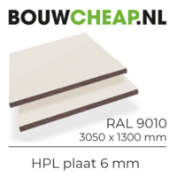 HPL Plaat Exterieur - Zuiverwit RAL 9010 - 6mm - 1300 x 3050mm