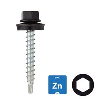 Dakpanplaatschroeven - Verzinkt - 4,8x35mm - Ral 9005 Gitzwart - 100 stuks 