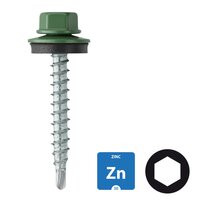 Dakpanplaatschroeven - Verzinkt - 4,8x35mm - Ral 6011 Resedagroen - 100 stuks 