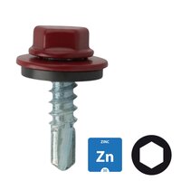 Dakpanplaatschroeven - Verzinkt - 4,8x25mm - Ral 3009 Oxiderood - 100 stuks 