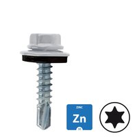 Dakpanplaatschroeven - Verzinkt - 4,8x25mm - Ral 9010 Zuiverwit - 100 stuks 