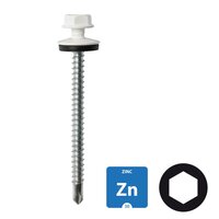 Dakpanplaatschroeven - Verzinkt - 4,8x50mm - Ral 9010 Zuiverwit - 100 stuks 