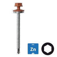 Dakpanplaatschroeven - Verzinkt - 4,8x50mm - Ral 3011 Bruinrood - 100 stuks 