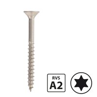 Spaanplaatschroeven - RVS A2 - 4,0x40/24mm - Torx 20 - Deeldraad - 200 stuks