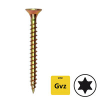 Spaanplaatschroeven - geelverzinkt - 3,5x25mm - torx 15 - voldraad - 200 stuks