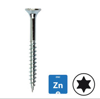 Spaanplaatschroeven - verzinkt - 5,0x70mm - Torx 25- deeldraad - 200 stuks