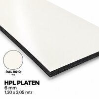 HPL Plaat Exterieur - Zuiverwit RAL 9010 - 6mm - 1300 x 3050mm