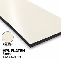 HPL Plaat Exterieur - Cremewit RAL 9001 - 6mm - 1300 x 3050mm