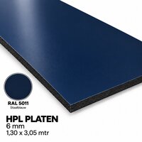 HPL Plaat Exterieur - Staalblauw RAL 5011 - 6mm - 1300 x 3050mm