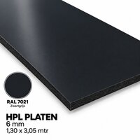 HPL Plaat Exterieur - Zwartgrijs RAL 7021- 6mm - 1300 x 3050mm