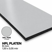 HPL Plaat Exterieur - Lichtgrijs RAL 7035 - 6mm - 1300 x 3050mm