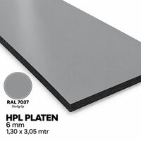 HPL Plaat Exterieur - Stofgrijs RAL 7037 - 6mm - 1300 x 3050mm