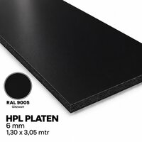 HPL Plaat Exterieur - Gitzwart RAL 9005- 6mm - 1300 x 3050mm