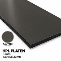 HPL Plaat Exterieur - Ombergrijs RAL 7022 - 6mm - 1300 x 3050mm