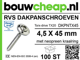 RVS Dakpanschroeven TX20 4,5 x 45mm